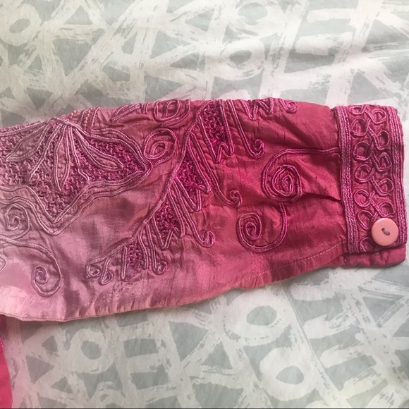 Sandy Starkman Silk Embroidered Beaded Jacket Pink L - Picture 8 of 13